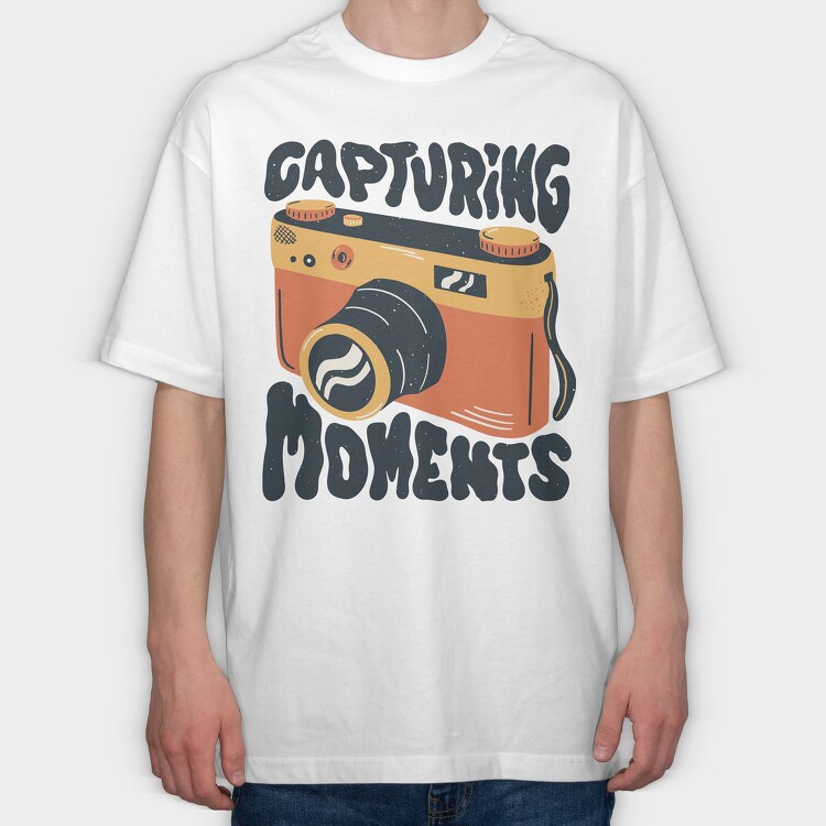Vintage Camera Photography Capturing Moments, Tricou Oversize Barbati (Unisex)