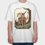 Vintage Fox Coat Illustrations, Tricou Oversize Barbati (Unisex)