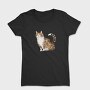 Watercolor Cat Moonlight, Tricou Femei