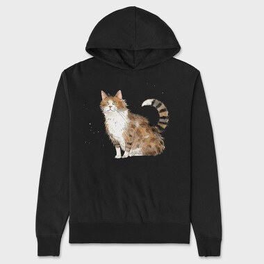 Watercolor Cat Moonlight, Hanorac Oversize Barbati (Unisex)