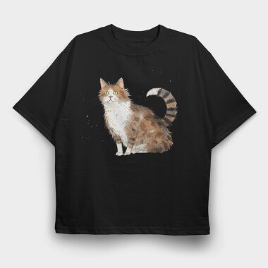Watercolor Cat Moonlight, Tricou Oversize Barbati (Unisex)