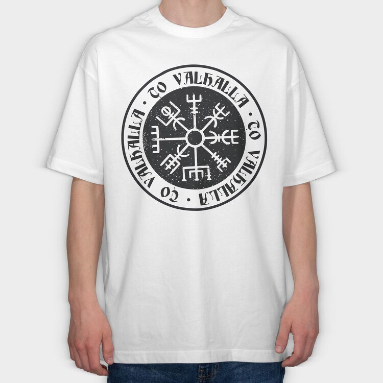 Vegvisir Compass To Valhalla, Tricou Oversize Barbati (Unisex)