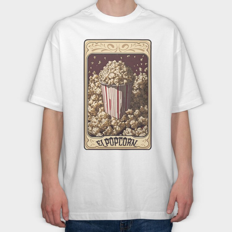 Vintage Popcorn Tarot, Tricou Oversize Barbati (Unisex)