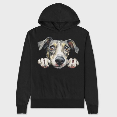 Watercolor Dog Peep, Hanorac Oversize Barbati (Unisex)