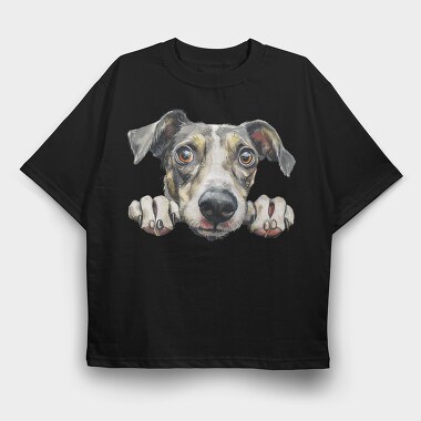 Watercolor Dog Peep, Tricou Oversize Barbati (Unisex)