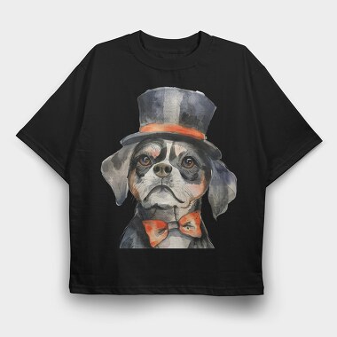 Watercolor Dapper Dog, Tricou Oversize Barbati (Unisex)
