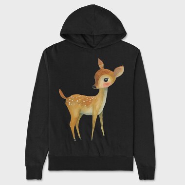 Watercolor Fawn Art, Hanorac Oversize Barbati (Unisex)