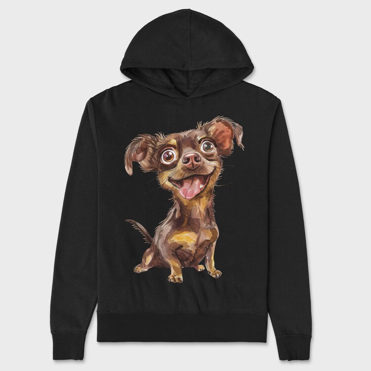 Watercolor Dog Smile, Hanorac Oversize Barbati (Unisex)