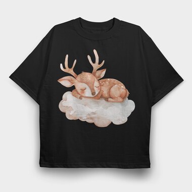 Watercolor Deer Cloud, Tricou Oversize Barbati (Unisex)