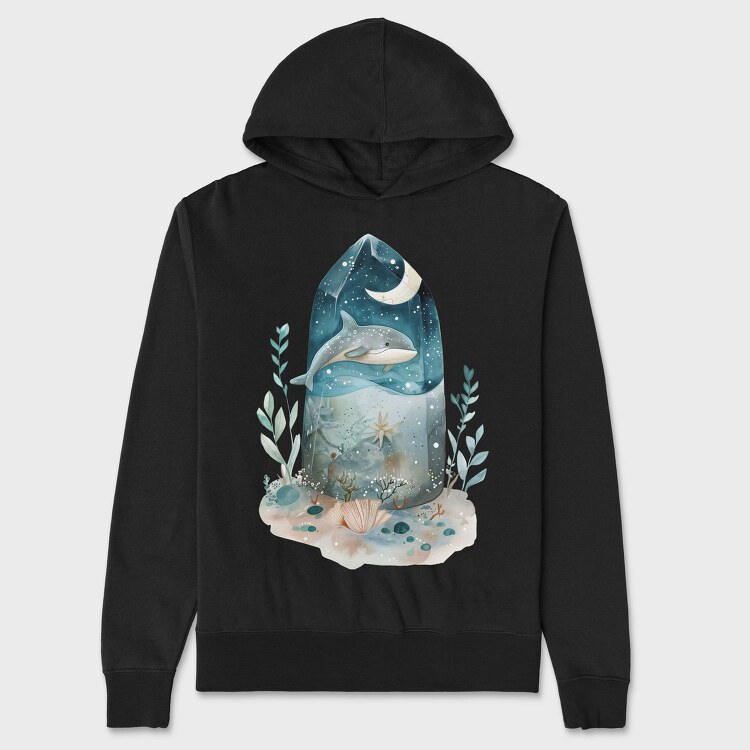 Watercolor Dolphin Ocean, Hanorac Oversize Barbati (Unisex)