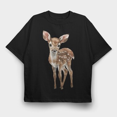 Watercolor Deer Cub, Tricou Oversize Barbati (Unisex)