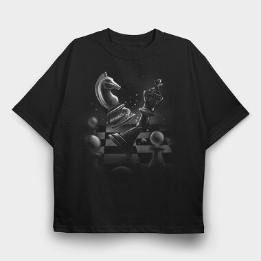 Chess Dramatic Monochrome, Tricou Oversize Barbati (Unisex)