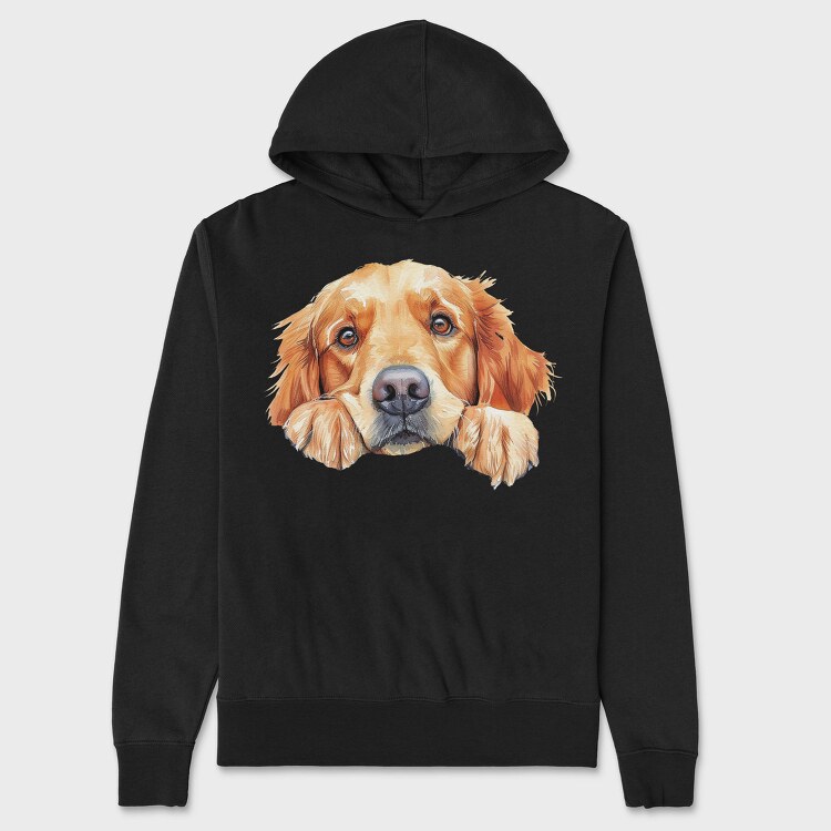 Watercolor Golden Retriever, Hanorac Oversize Barbati (Unisex)