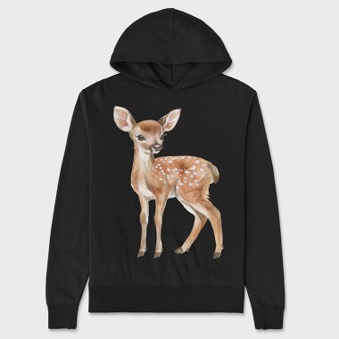 Watercolor Deer Fawn, Hanorac Oversize Barbati (Unisex)