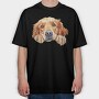 Watercolor Golden Retriever, Tricou Oversize Barbati (Unisex)