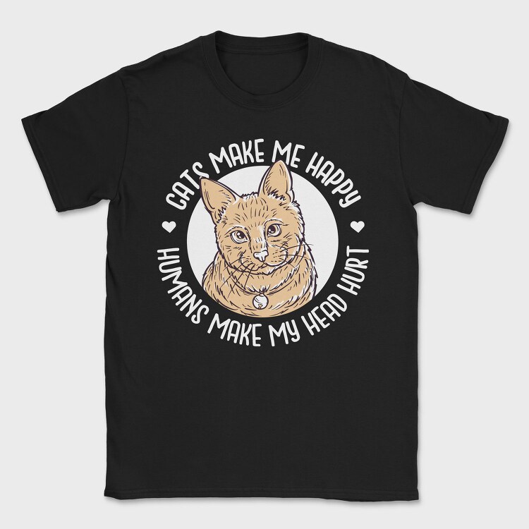 Cats Make Me Happy, Tricou Barbati (Unisex)