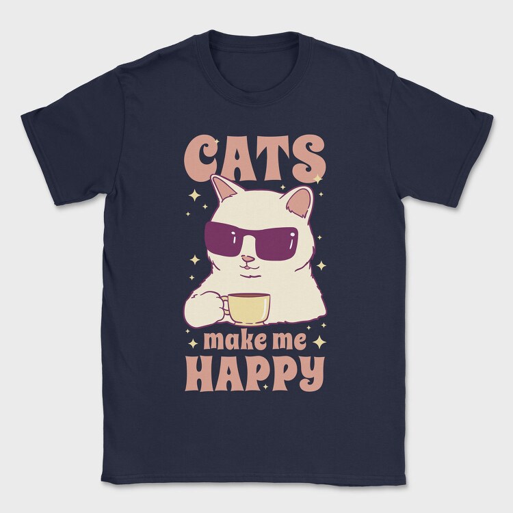 Cats Make Me Happy Coffee, Tricou Barbati (Unisex)