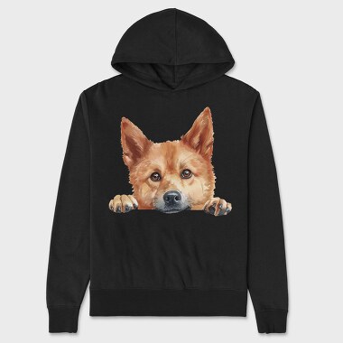 Watercolor Finnish Spitz, Hanorac Oversize Barbati (Unisex)
