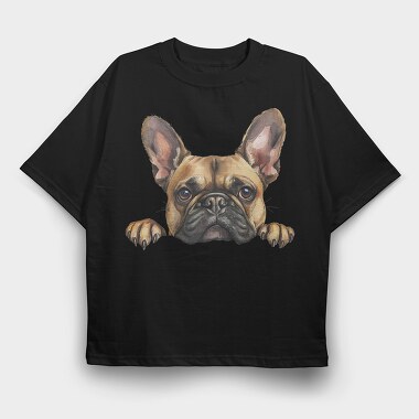 Watercolor French Bulldog, Tricou Oversize Barbati (Unisex)