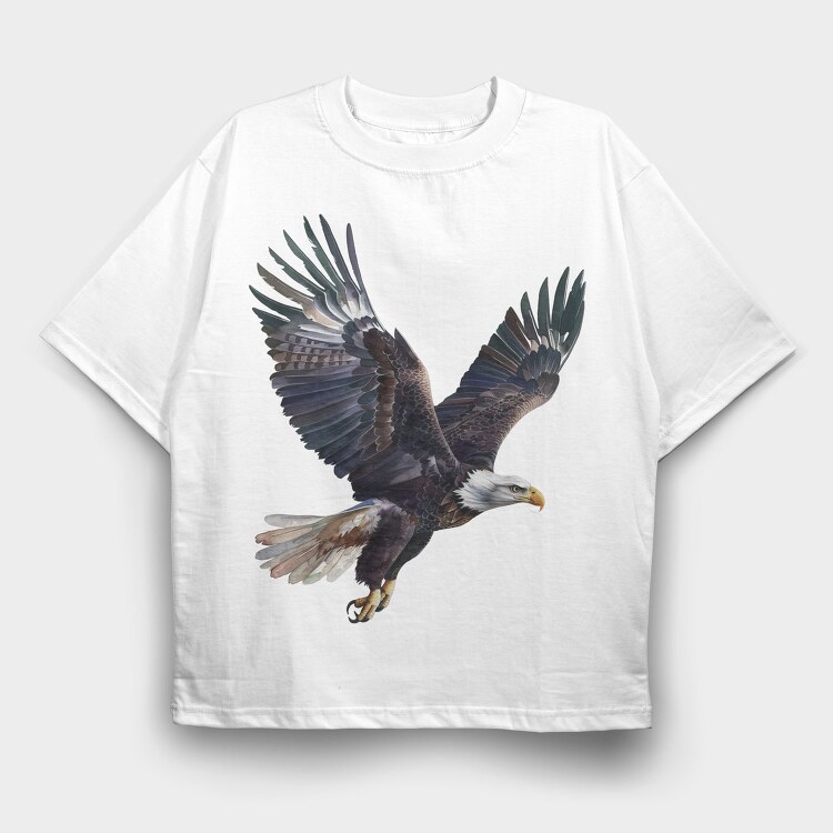 Watercolor Eagle Fly, Tricou Oversize Barbati (Unisex)