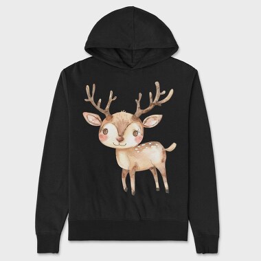 Watercolor Deer Nordic, Hanorac Oversize Barbati (Unisex)