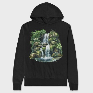 Watercolor Forest Cliff, Hanorac Oversize Barbati (Unisex)