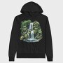 Watercolor Forest Cliff, Hanorac Oversize Barbati (Unisex)