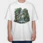 Watercolor Forest Cliff, Tricou Oversize Barbati (Unisex)