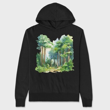 Watercolor Forest Night, Hanorac Oversize Barbati (Unisex)