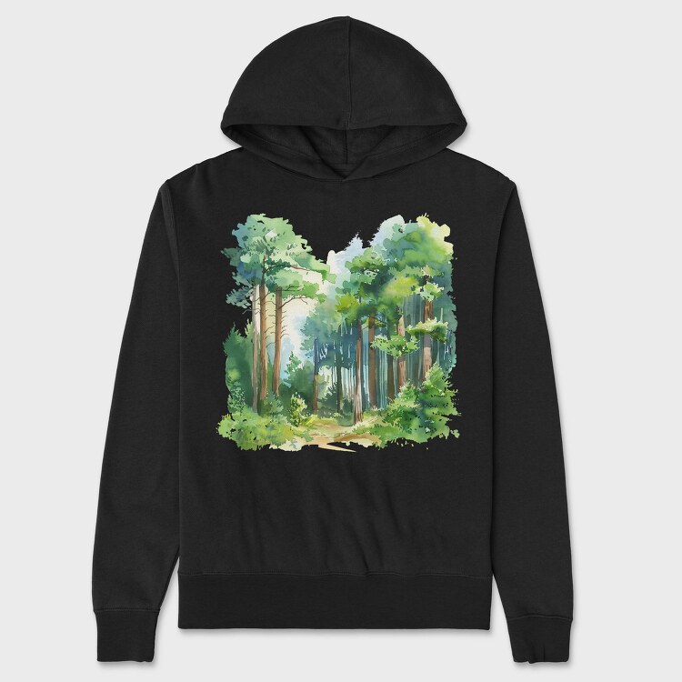 Watercolor Forest Night, Hanorac Oversize Barbati (Unisex)