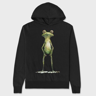 Watercolor Frog Standing, Hanorac Oversize Barbati (Unisex)