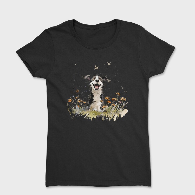 Watercolor Dog Flower, Tricou Femei