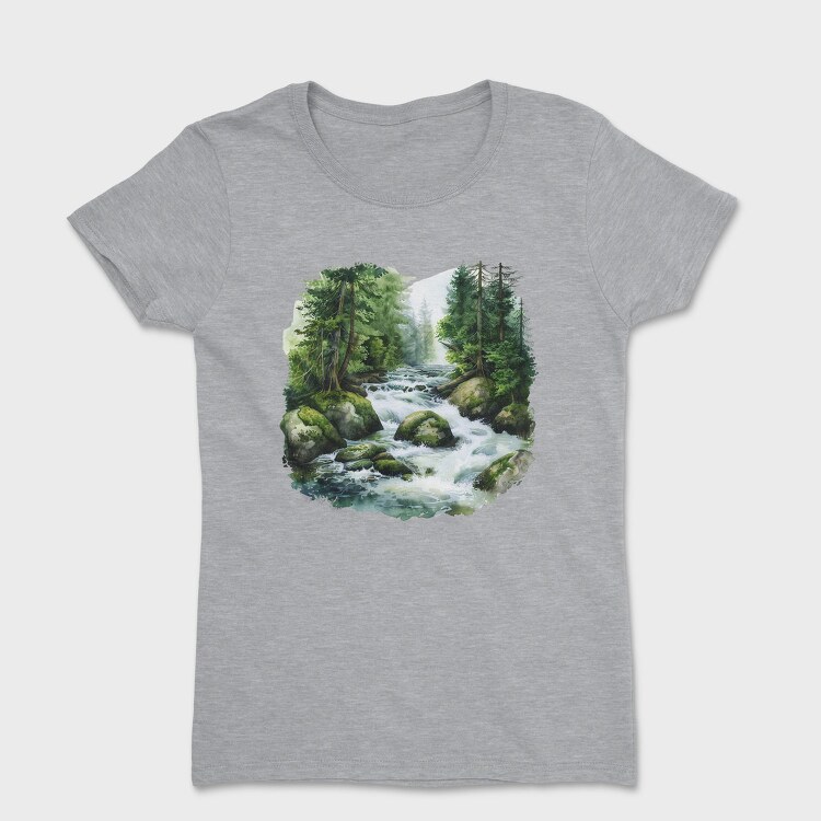 Watercolor Forest River, Tricou Femei