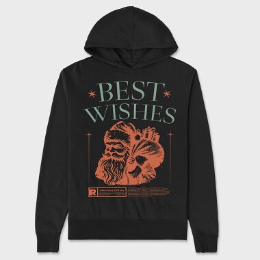 Vintage Santa Best Wishes Grunge, Hanorac Oversize Barbati (Unisex)