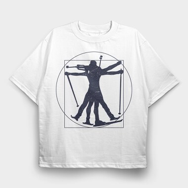 Vitruvian Biathlete Silhouette, Tricou Oversize Barbati (Unisex)