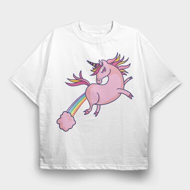 Pink Unicorn Flying 002, Tricou Oversize Barbati (Unisex)