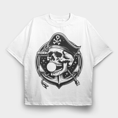 Pirate Skull Bubblegum, Tricou Oversize Barbati (Unisex)
