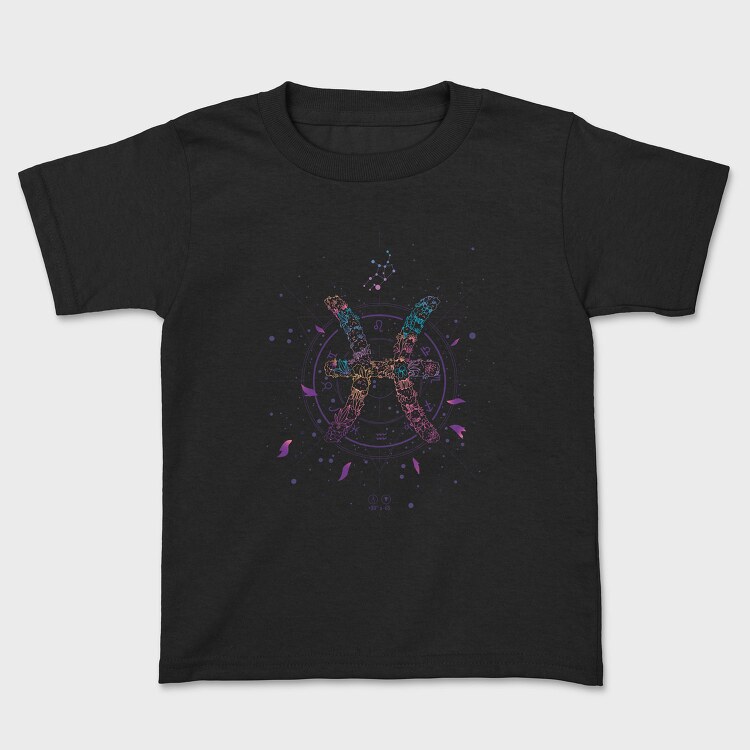 Pisces Floral Zodiac Sign 12, Tricou Copii