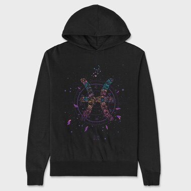 Pisces Floral Zodiac Sign 12, Hanorac Oversize Barbati (Unisex)