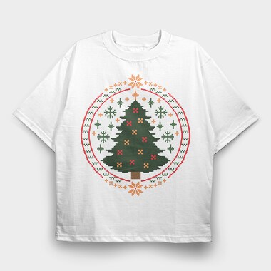 Pixelated Xmas Tree Ugly, Tricou Oversize Barbati (Unisex)