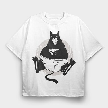Pizza Cat Cathers Day, Tricou Oversize Barbati (Unisex)