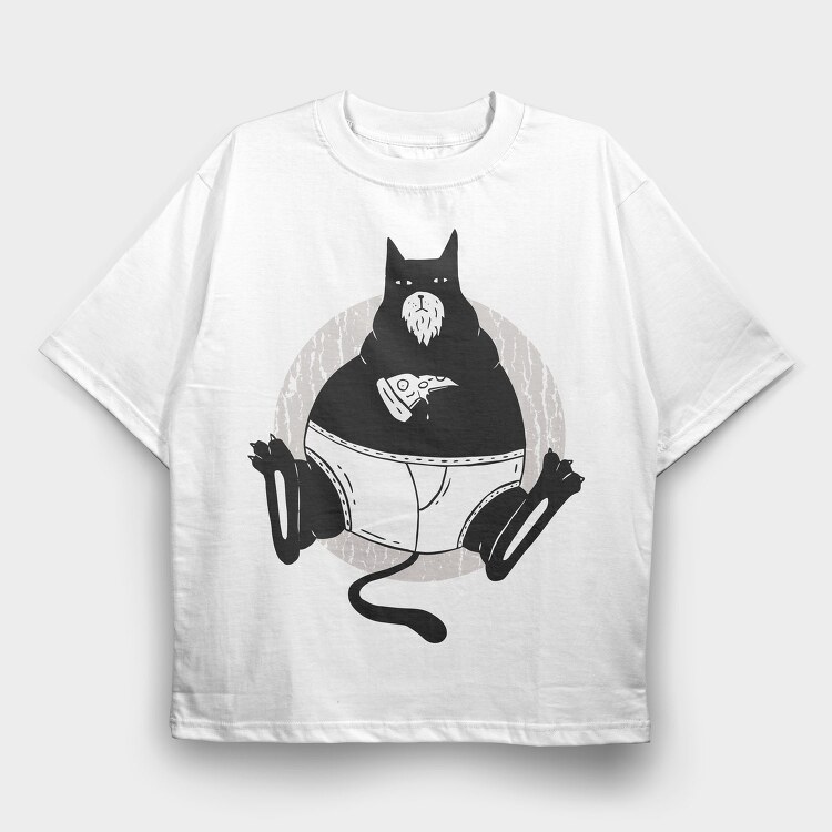 Pizza Cat Cathers Day, Tricou Oversize Barbati (Unisex)