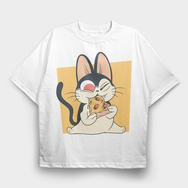 Pizza Kitten Cat, Tricou Oversize Barbati (Unisex)