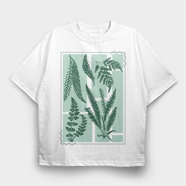 Plants And Fern Leaves Vintage, Tricou Oversize Barbati (Unisex)