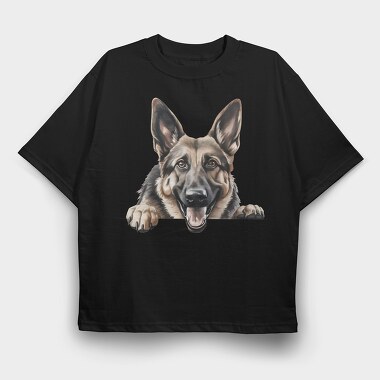 Watercolor German Shepherd, Tricou Oversize Barbati (Unisex)