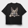 Watercolor German Shepherd, Tricou Oversize Barbati (Unisex)
