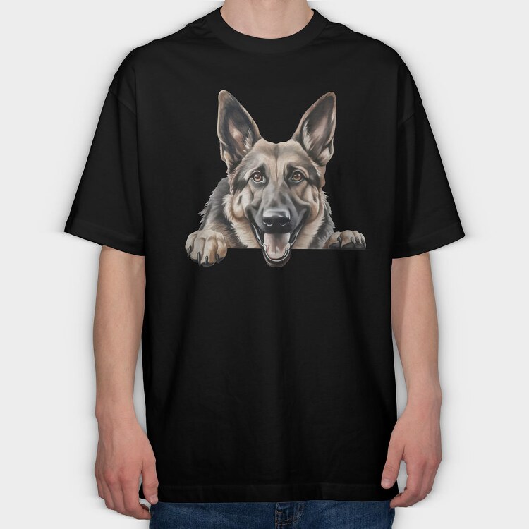 Watercolor German Shepherd, Tricou Oversize Barbati (Unisex)