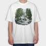Watercolor Forest River, Tricou Oversize Barbati (Unisex)
