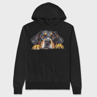 Watercolor Entlebucher Peeking, Hanorac Oversize Barbati (Unisex)