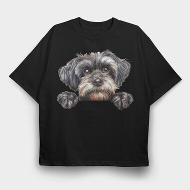 Watercolor Havanese Peep, Tricou Oversize Barbati (Unisex)
